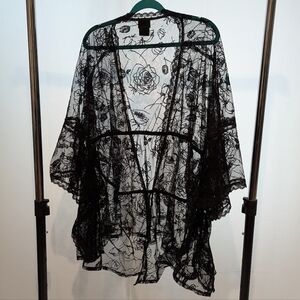 Torrid Black Sheer Lace Kimono